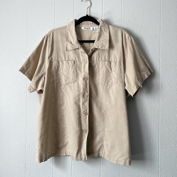 Selene Sport Womens Shirt 2X Linen Blend Casual Beach Nautical Summer Breathable - Picture 1 of 13
